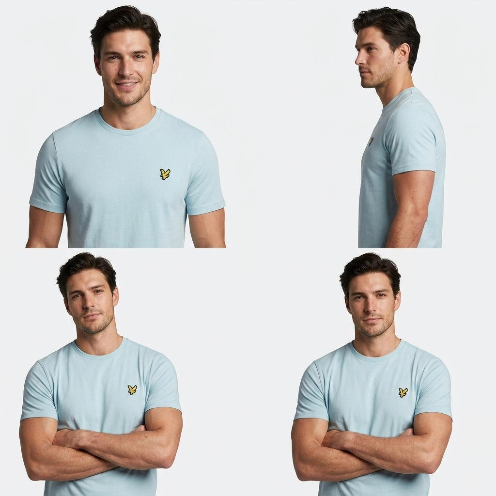2416406 Lyle & Scott T-Shirt Azzurra Stampa Uomo
