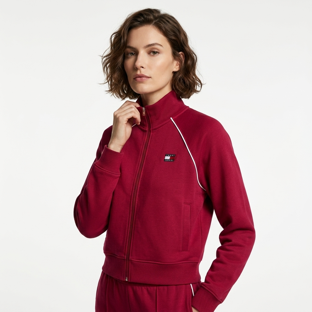 2450300 Tommy Hilfiger Jeans Felpa Donna Bordeaux Poliestere Zip