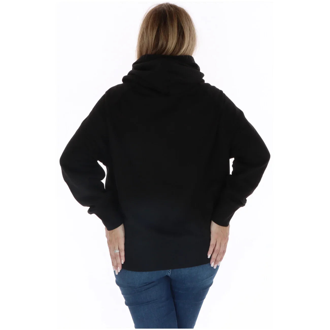 2325877 Ellesse Felpa Donna Nera Stampa Cotone Cappuccio