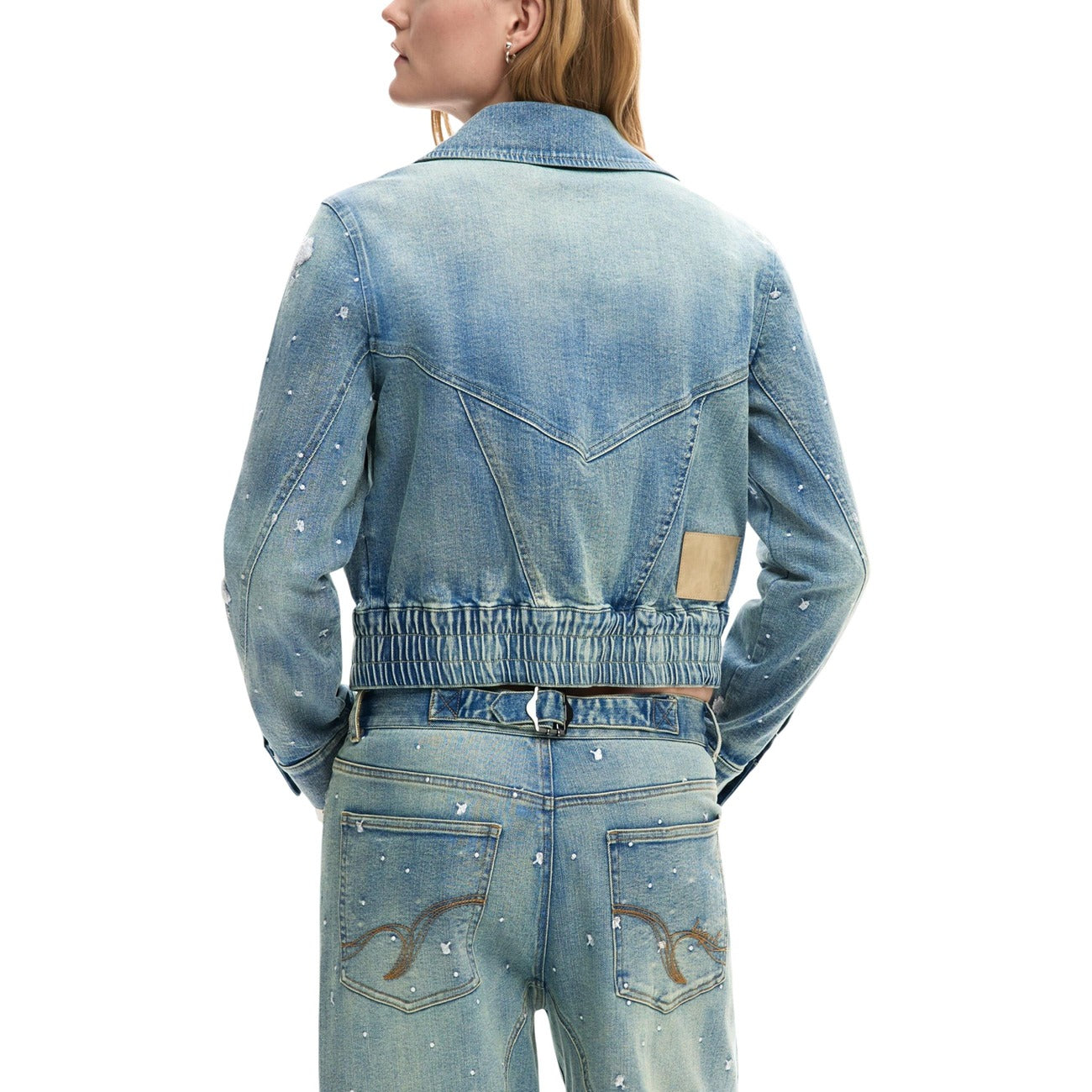 2453138 Desigual Giacca Azzurra Denim Effetto Consumato Donna