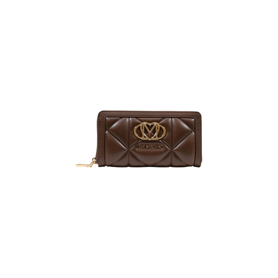 Portafoglio Grande Zip-Around Quilted Monogram Heart Marrone