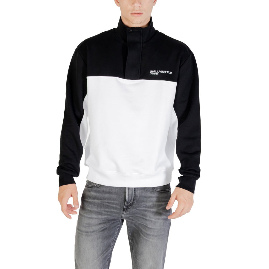 Felpa Uomo Color-Block con Collo Alto e Bottoni