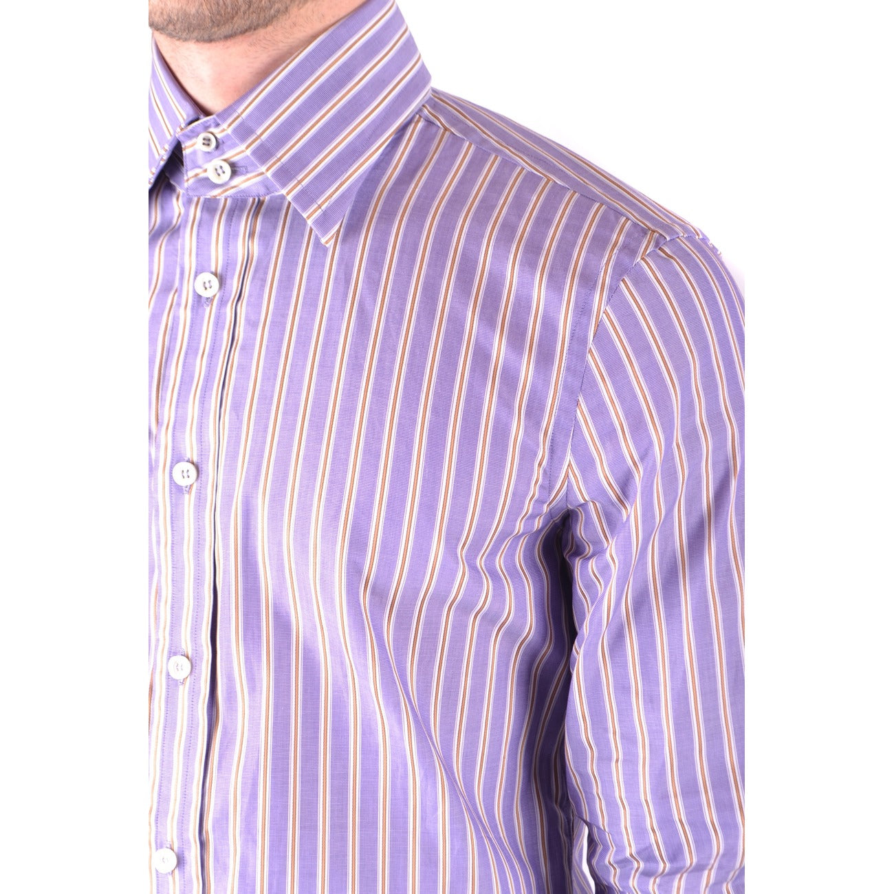 2425185 Dsquared Camicia Viola Righe Cotone Uomo
