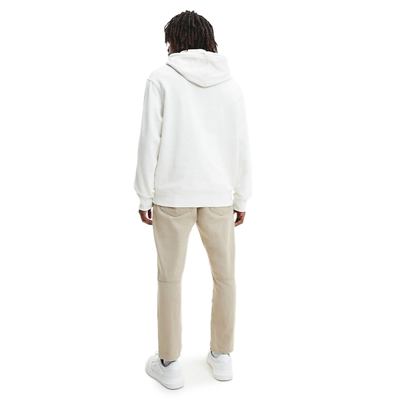 412436 Calvin Klein Jeans Felpa Bianca con Cappuccio Uomo