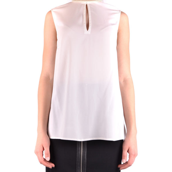 Top Bianco Smanicato in Viscosa Donna