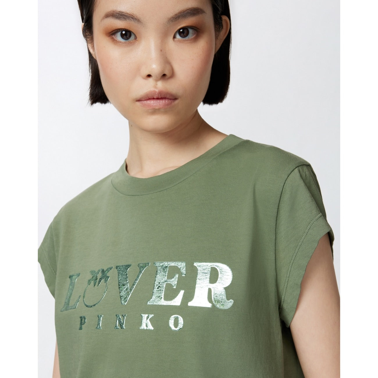 2442715 Pinko T-Shirt Verde Donna Cotone 100% Stampa