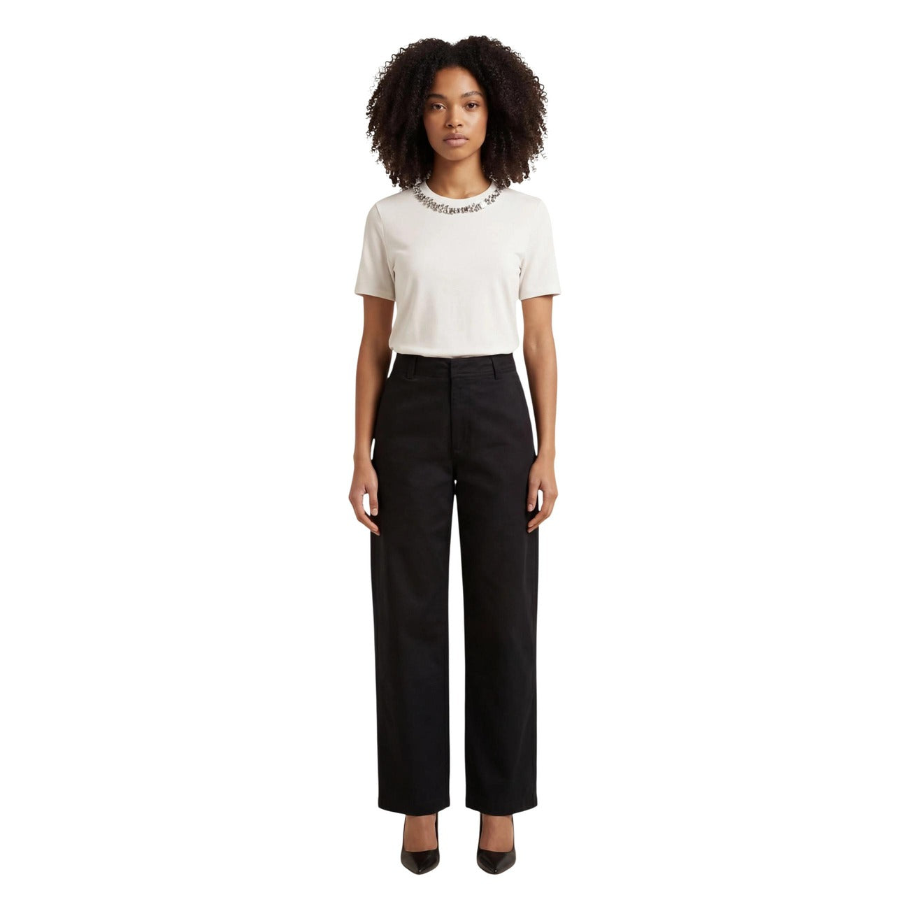 2455006 Jacqueline De Yong Pantaloni Neri Cotone Tasche Donna