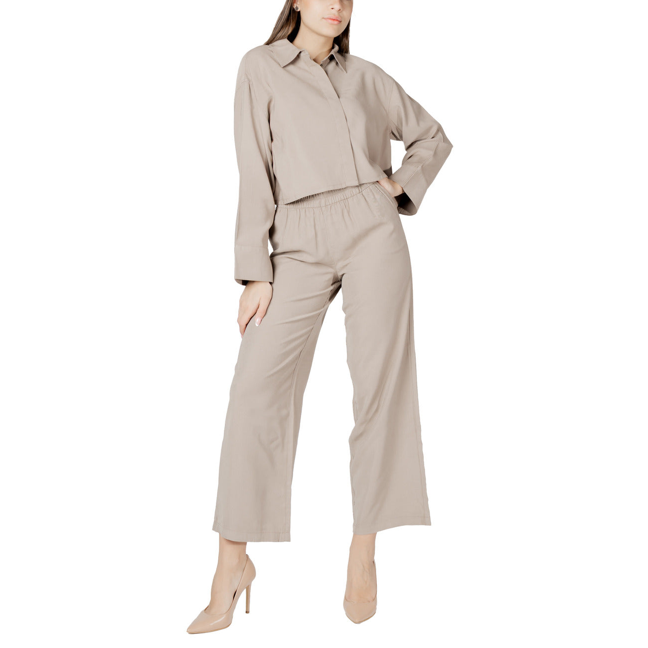 2418393 Only Blouse Beige Viscosa Colletto Classico Donna