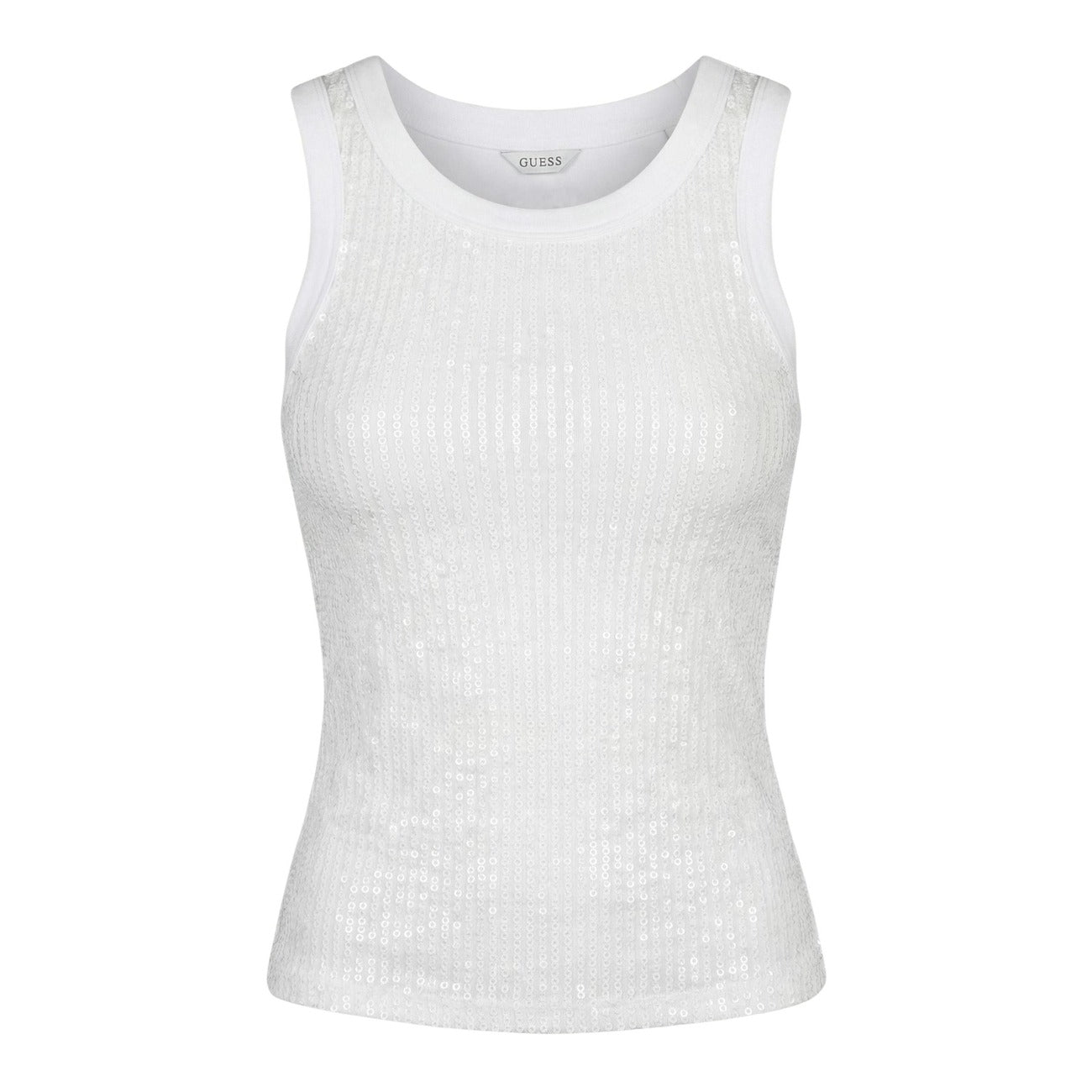 2453480 Guess Canotta Bianca 100% Cotone Smanicata Donna