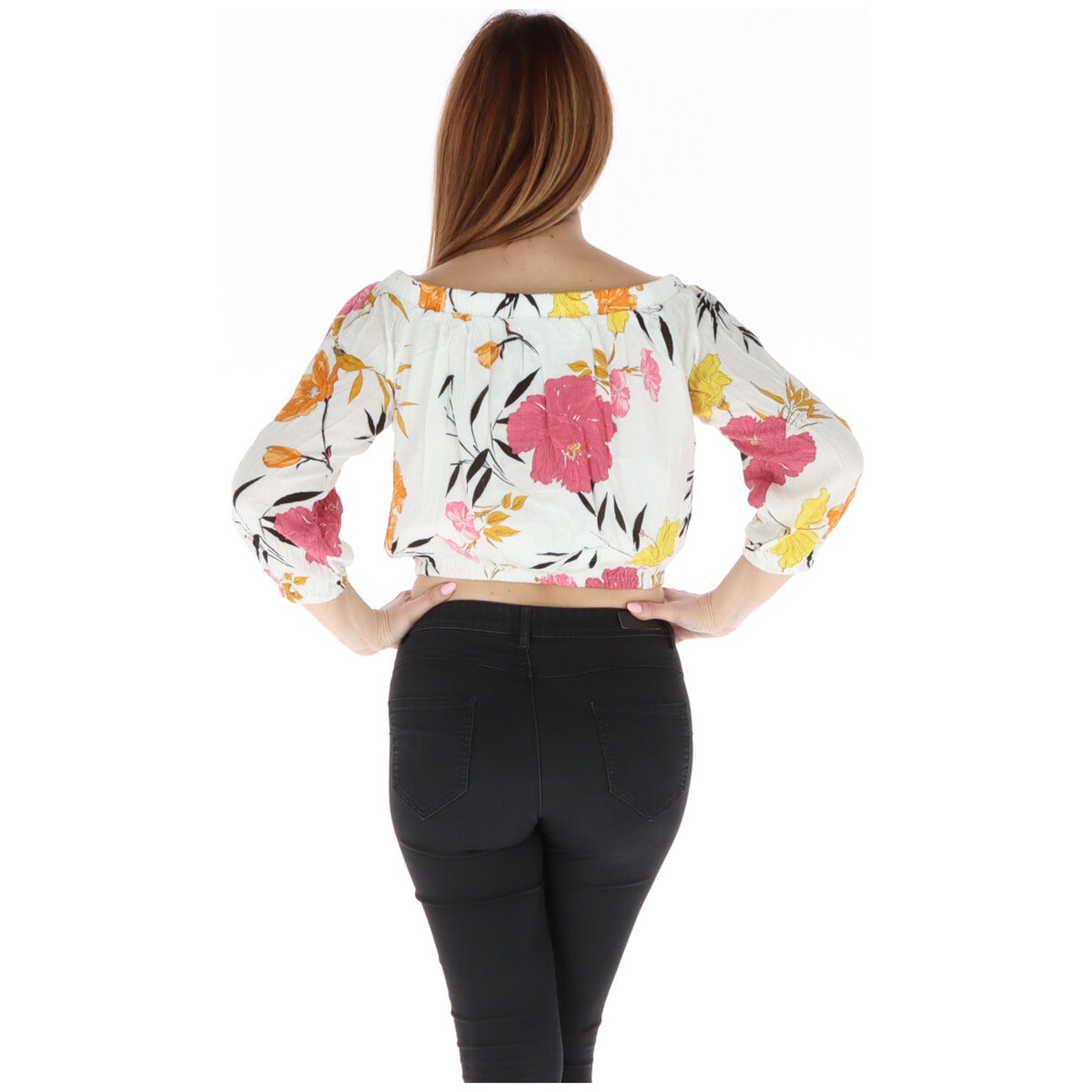 346242 Guess Top Donna Bianco Floreale Viscosa