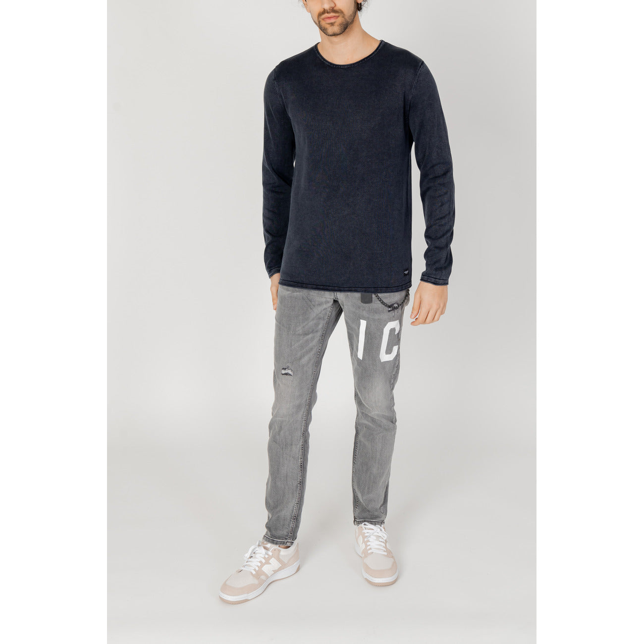 2209286 Jack & Jones Maglia Blu Cotone Maniche Lunghe Uomo