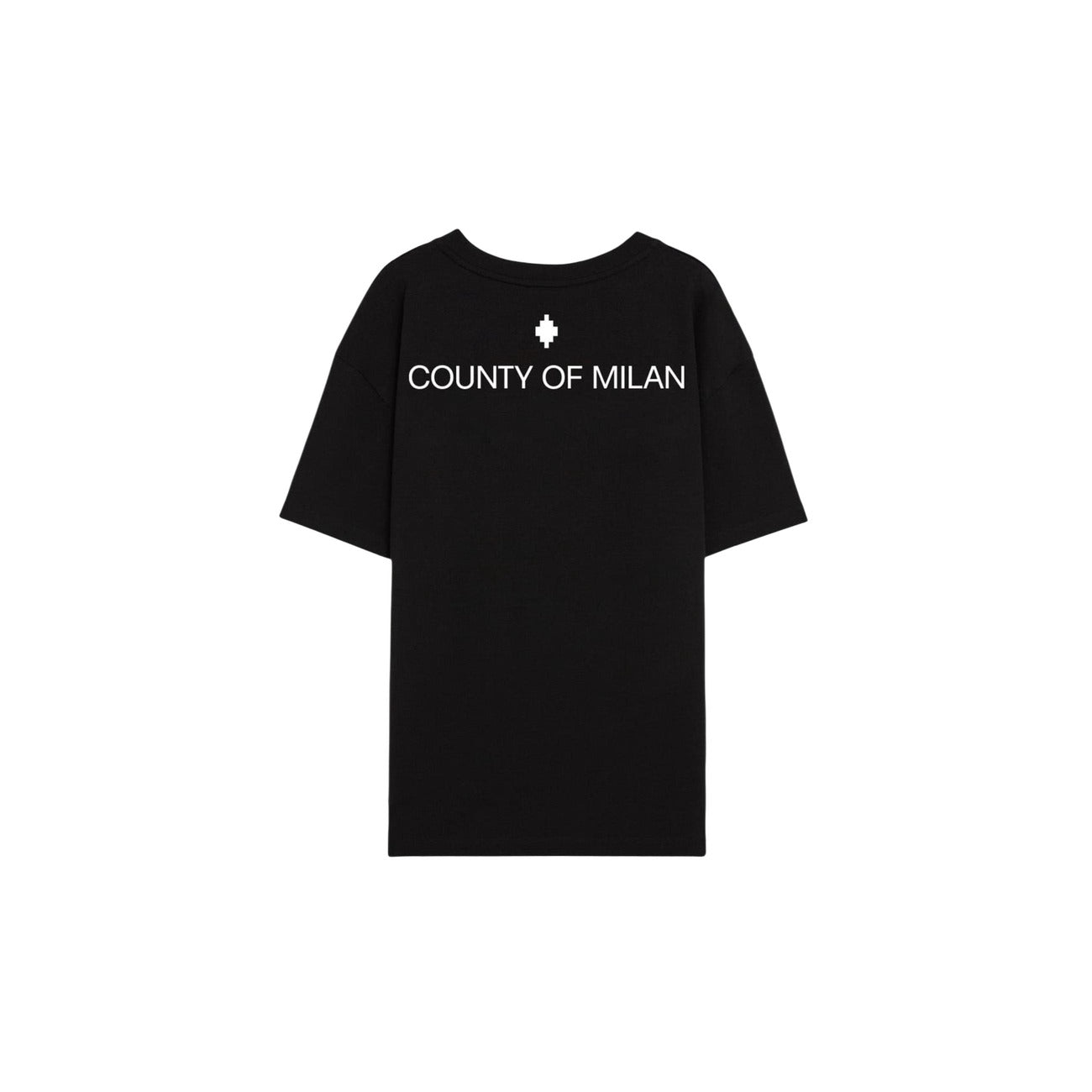 2459231 County Of Milan T-Shirt Nera Cotone Stampa Scollo Tondo Uomo