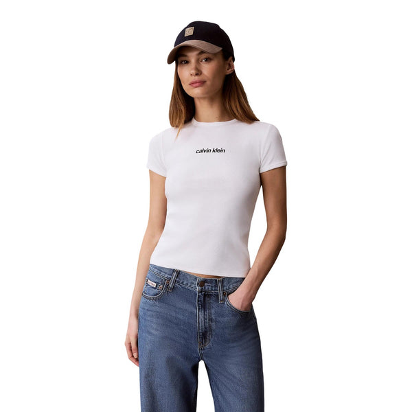Contour Rib Logo Ringer Tee K20K205623 T-Shirt Donna