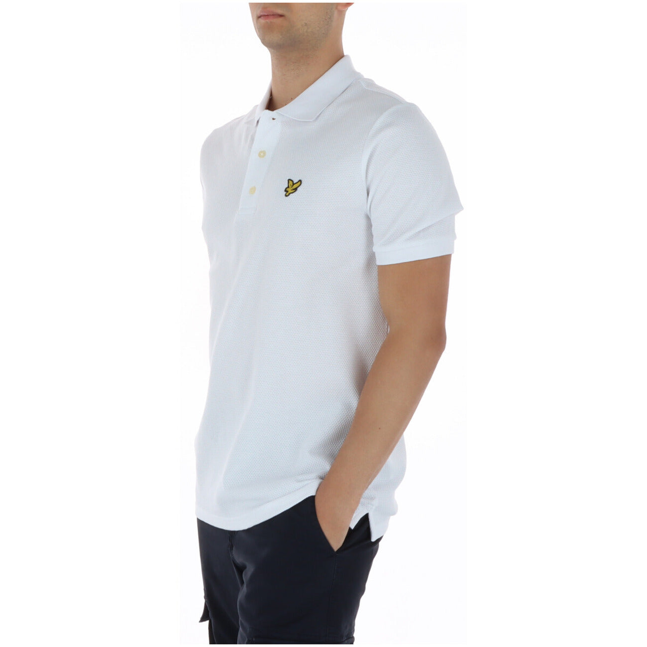 2461497 Lyle & Scott Polo Bianca Cotone Elastan Colletto Polo Uomo