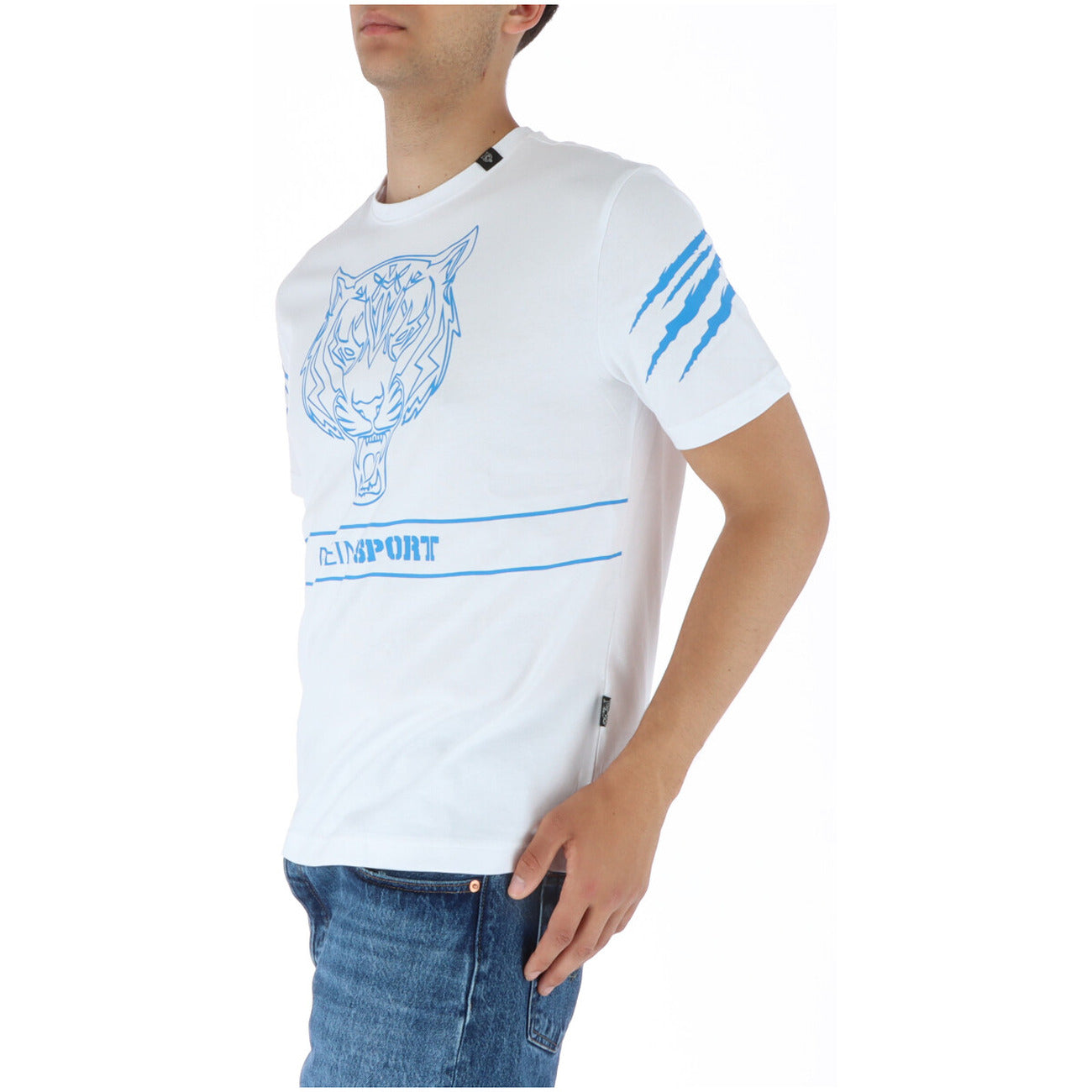 444134 Plein Sport T-Shirt Bianco Stampa Uomo