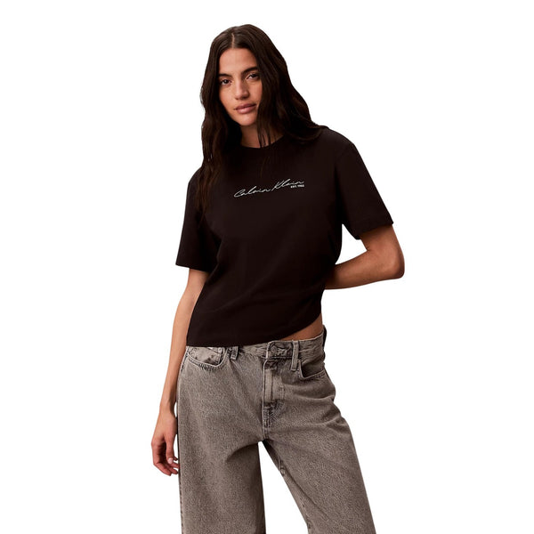 Script Logo Slim Boxy Tee T-Shirt Donna