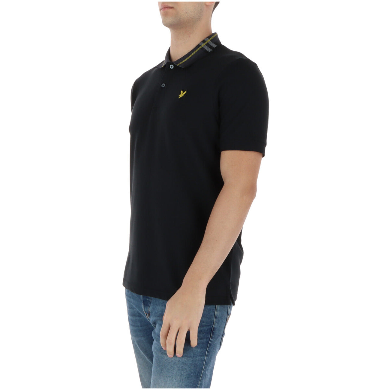 2456698 Lyle & Scott Polo Nera Cotone Elastan Colletto Polo Uomo