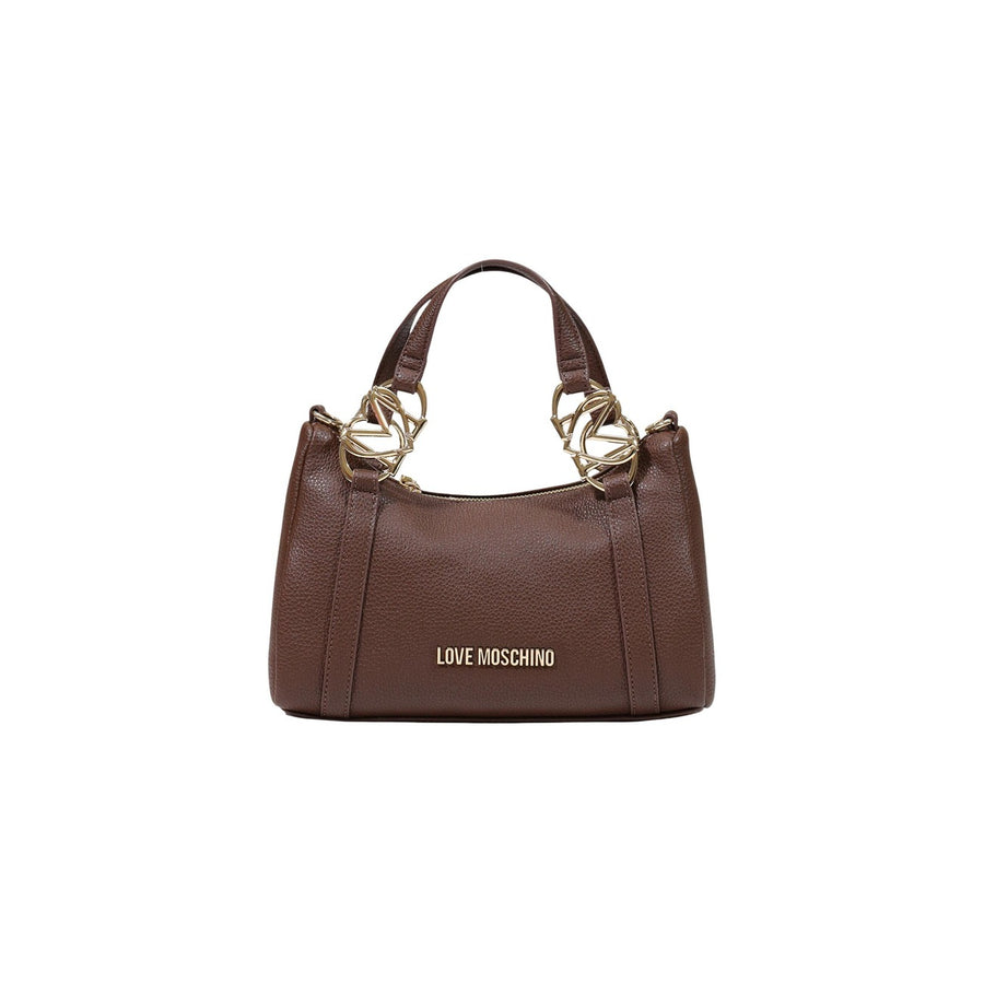 Borsa a Mano con Elementi Manico Heart Shiny Logo Marrone