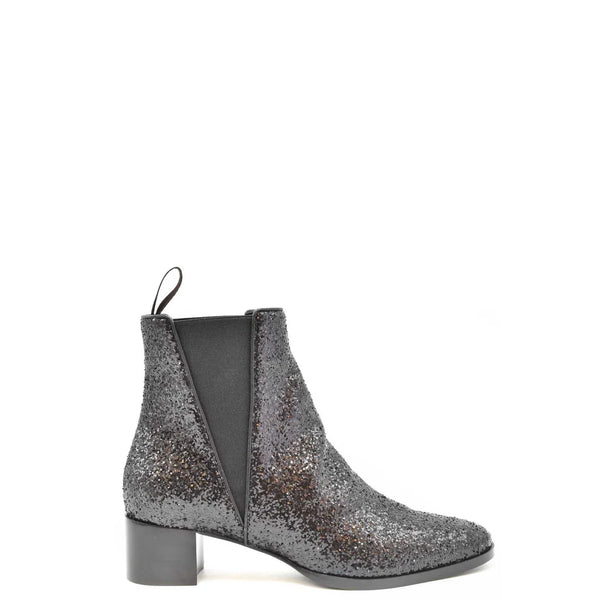 Stivaletti Neri Pelle Strass Donna