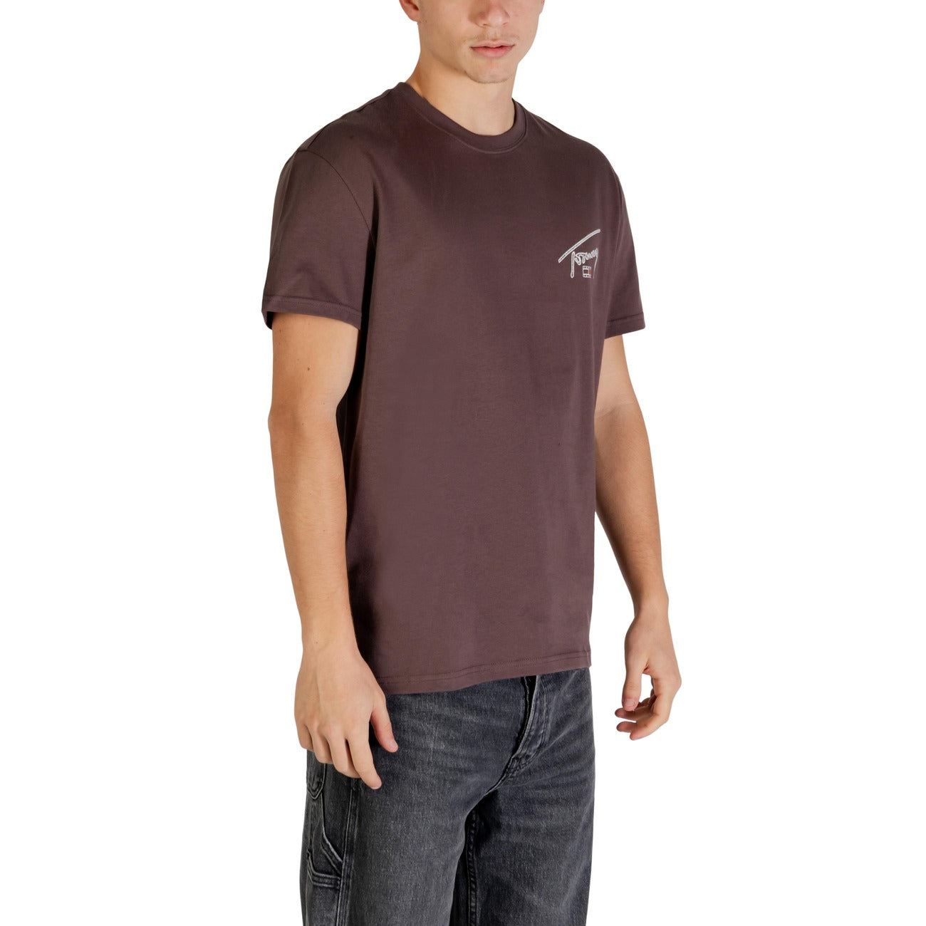 2447284 Tommy Hilfiger Jeans T-shirt Marrone Cotone Organico Uomo