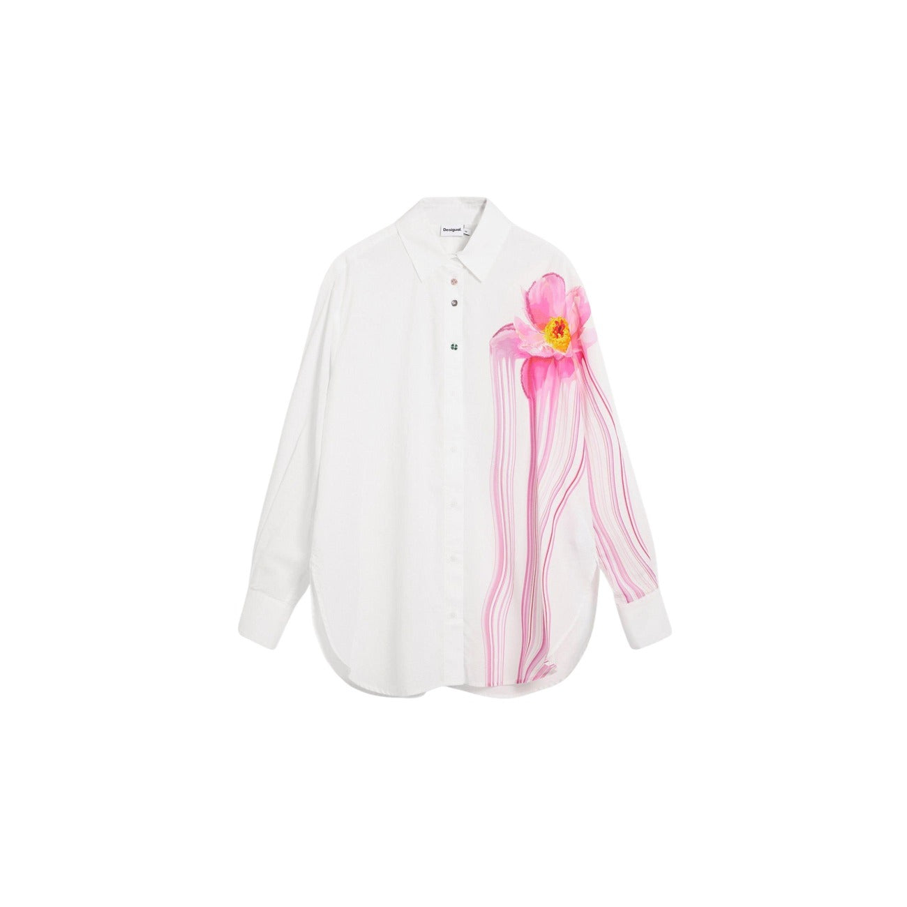 2454634 Desigual Camicia Donna Bianca Floreale Cotone