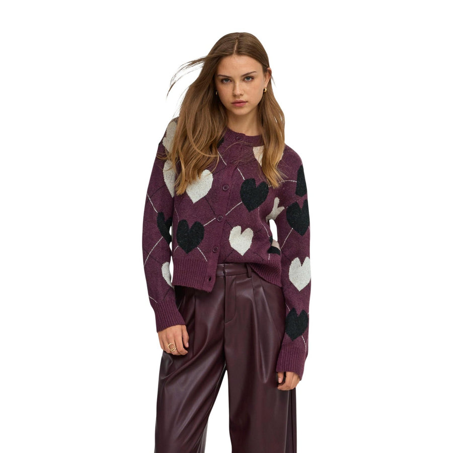 Ritu Long Sleeve O-Neck Jacquard Cardigan Knt Cardigan Donna