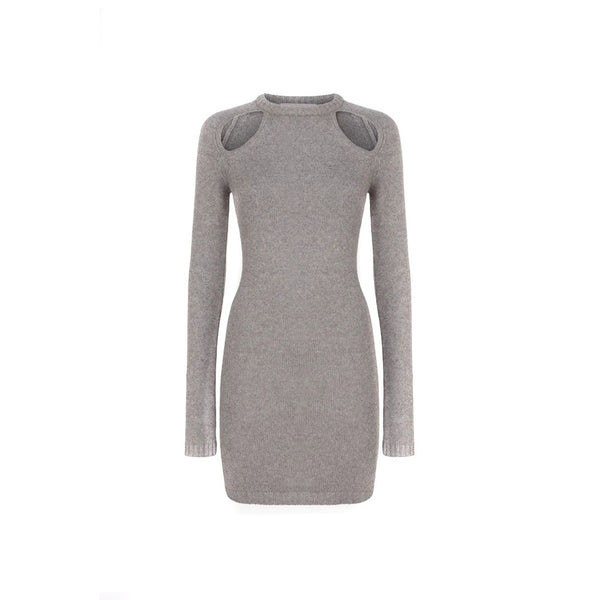 Abito Grigio Corto Donna Lana Cashmere