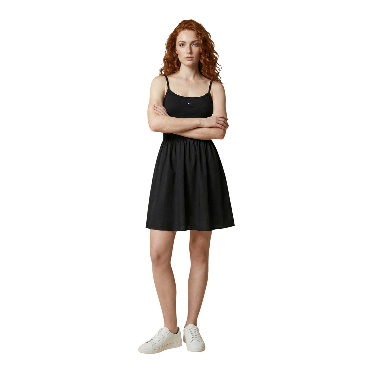 516738 Tommy Hilfiger Jeans Abito Nero Corto Spalline Donna
