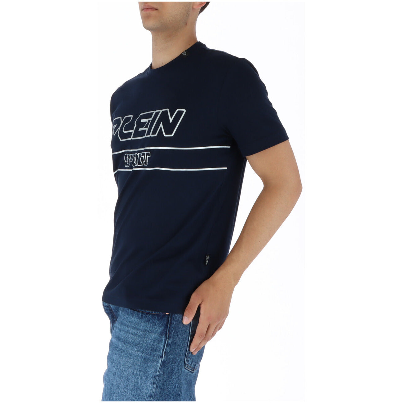 444145 Plein Sport T-Shirt Blu Stampa Uomo