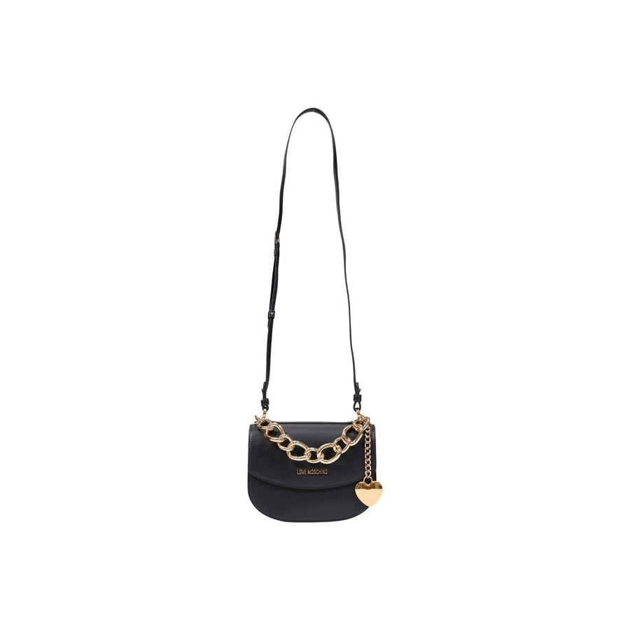 Borsa a Tracolla Saddle con Chunky Chain e Charm Heart Nero