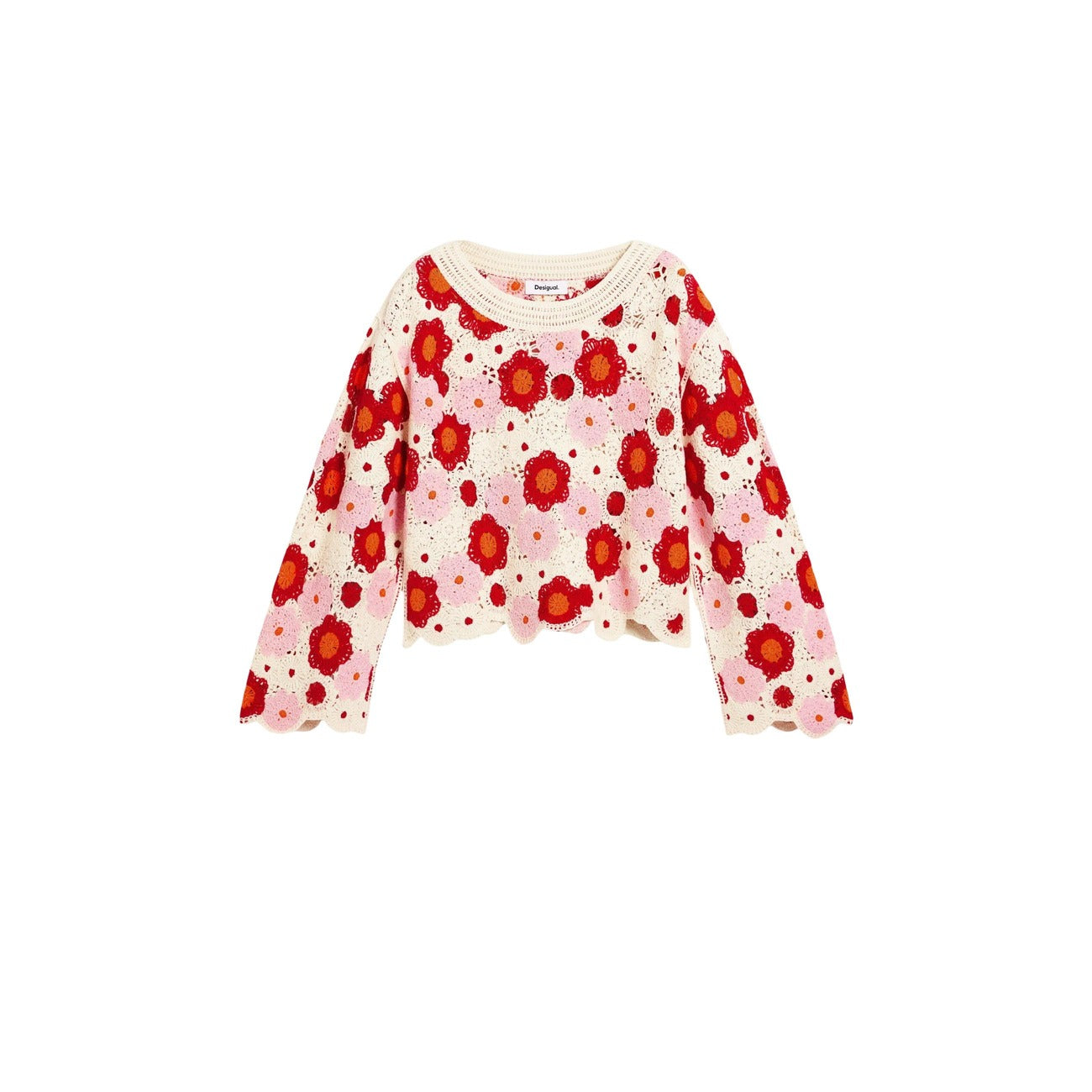 2458779 Desigual Maglia Beige Floreale Donna
