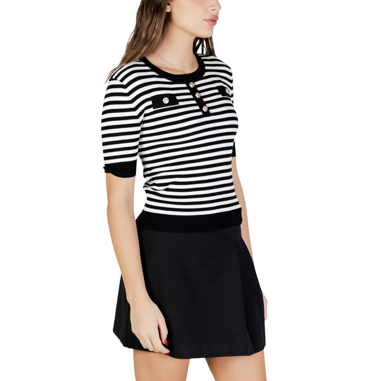 505587 Morgan De Toi Maglia Bianca Righe Maniche Corte Donna