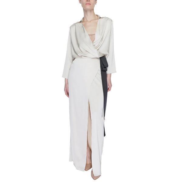 Abito Beige Donna Poliestere Maniche Lunghe Primavera/Estate