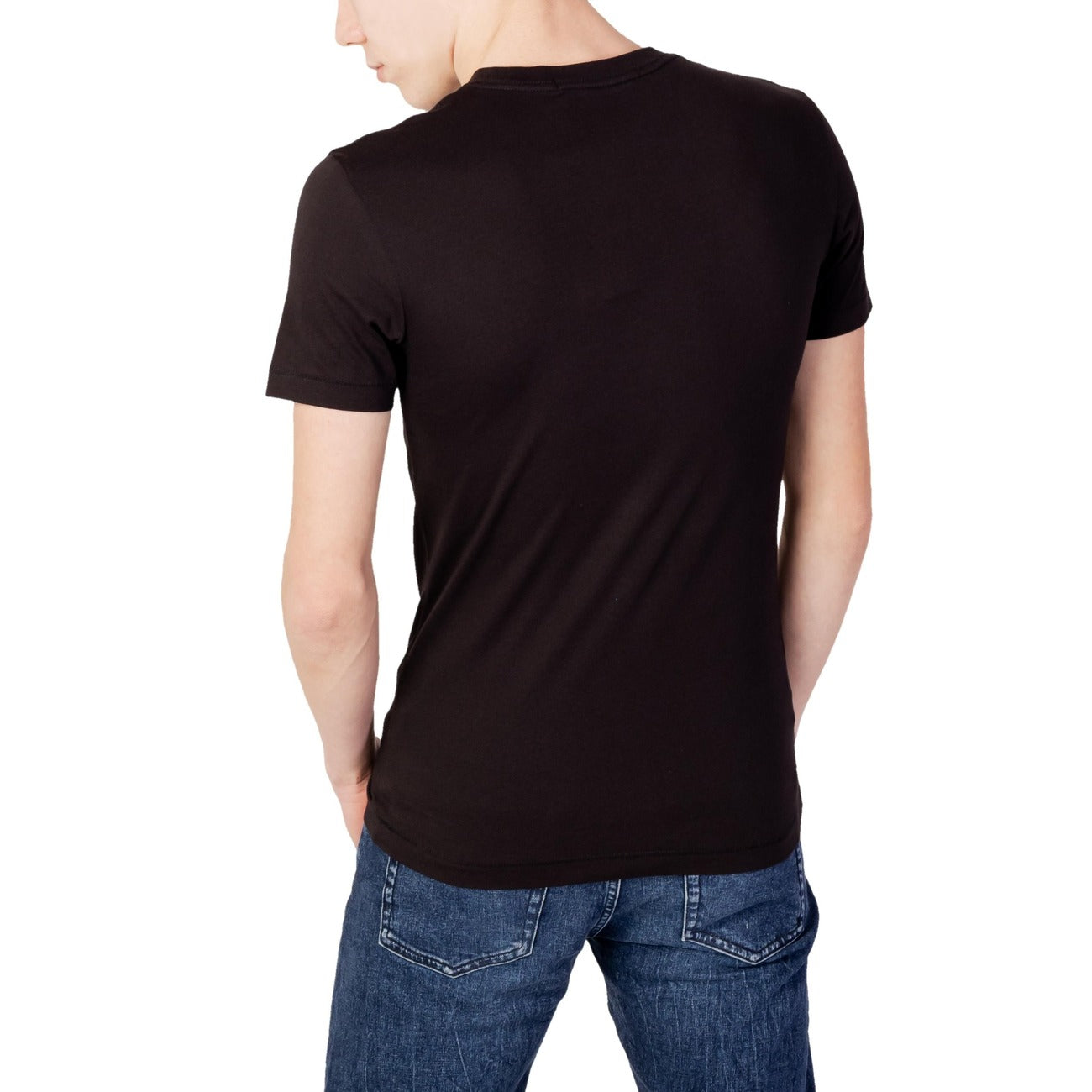 412394 Calvin Klein Jeans T-Shirt Nero Stampa Cotone Organico Uomo