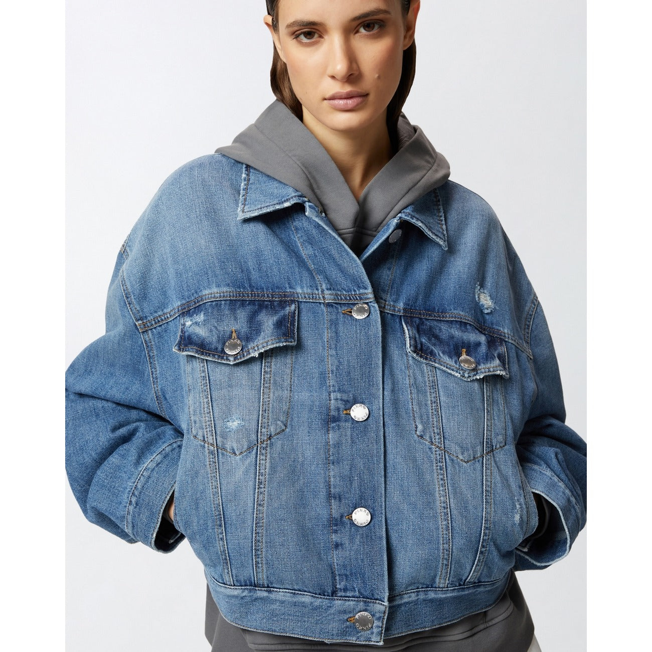 2442915 Pinko Giacca Azzurra Cotone Donna