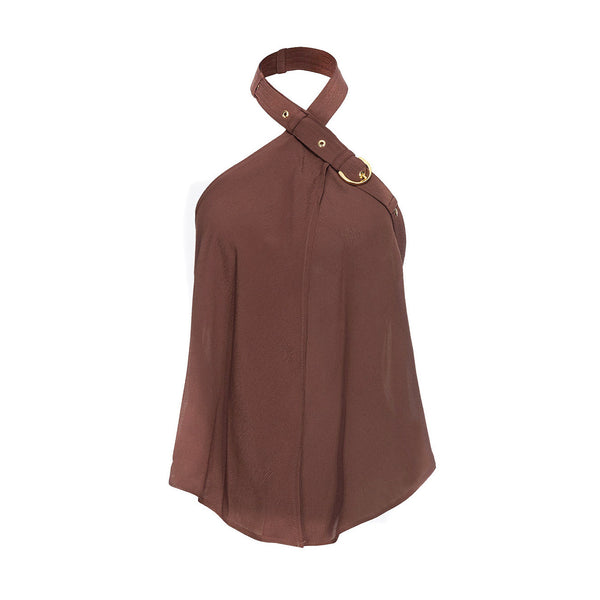 Top Marrone Donna Viscosa 100%