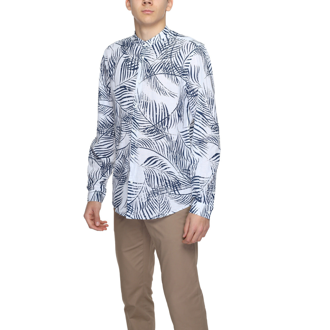 2220345 Antony Morato Camicia Blu Floreale Cotone Lino Uomo