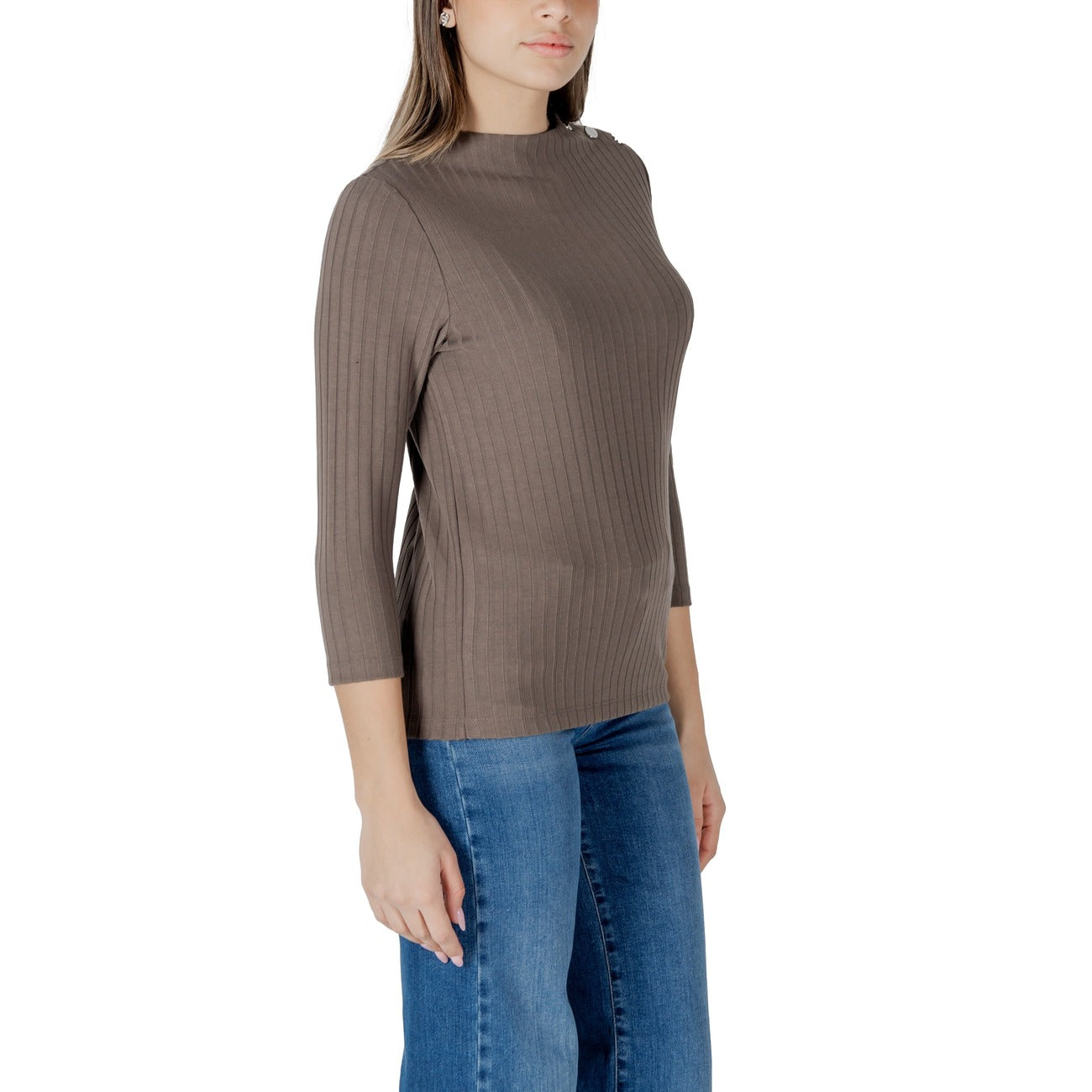 483728 Street One Maglia Marrone Maniche Lunghe Bottoni Donna