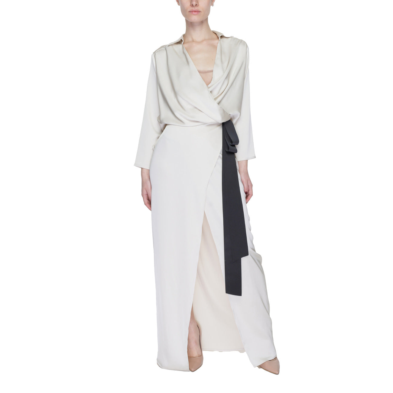 473057 Sandro Ferrone Abito Beige Donna Poliestere Maniche Lunghe Primavera/Estate