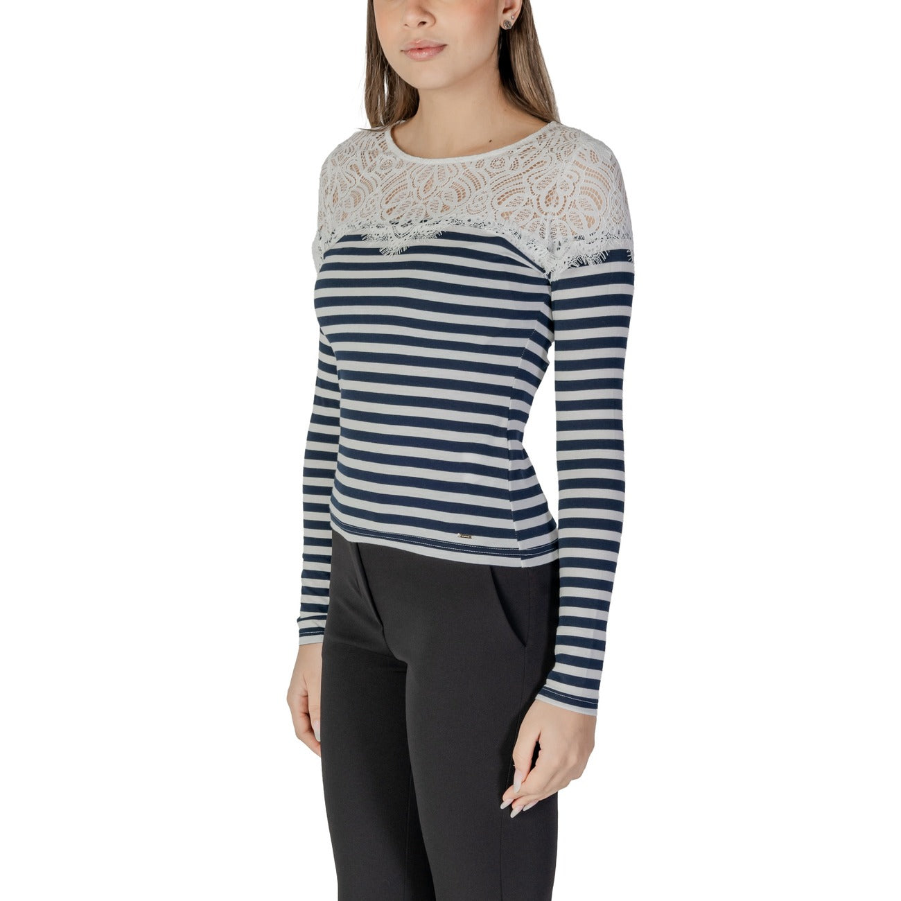 483296 Morgan De Toi Maglia Bianca Righe Maniche Lunghe Donna