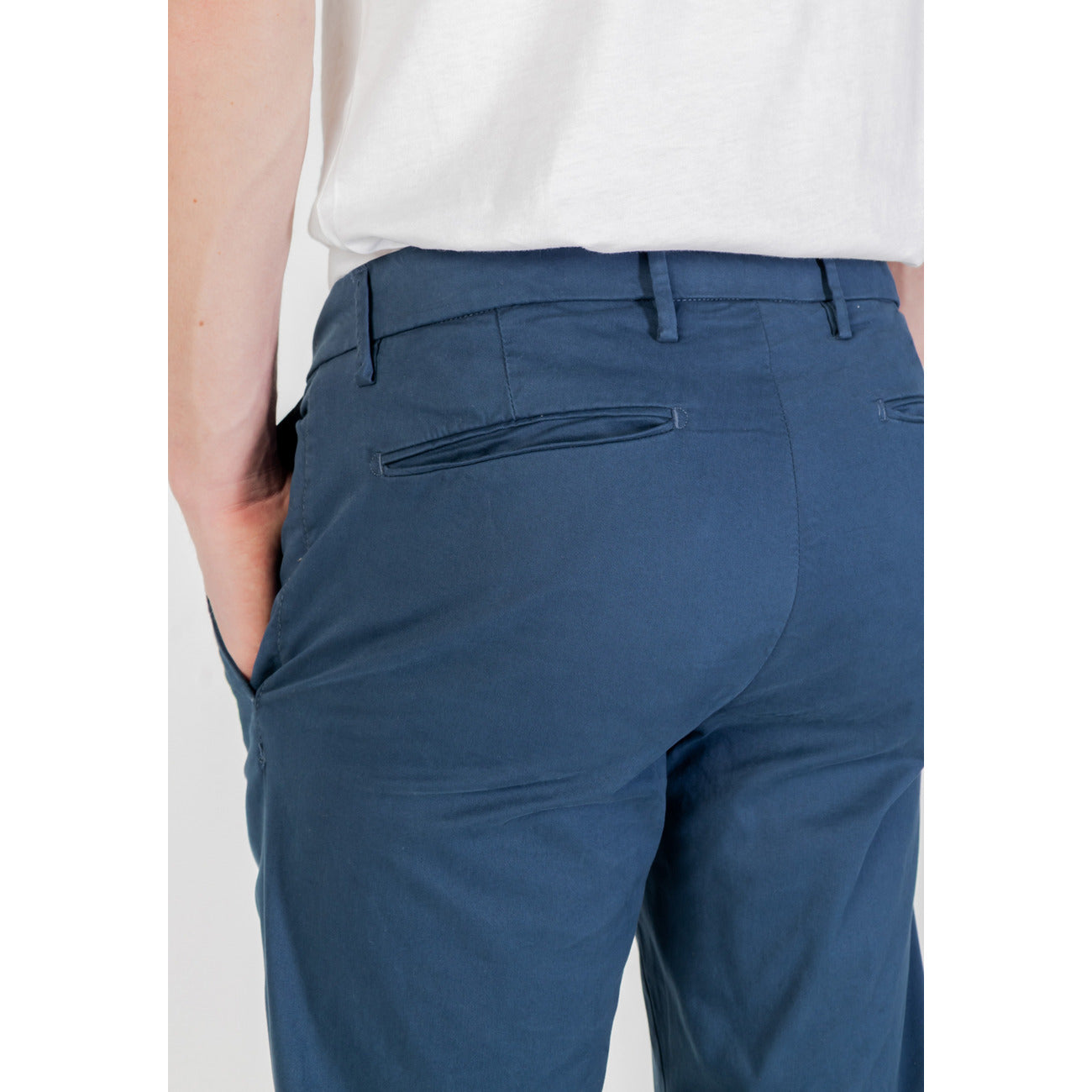 2421743 Borghese Pantaloni Blu Monocromo Cotone Elastan Uomo