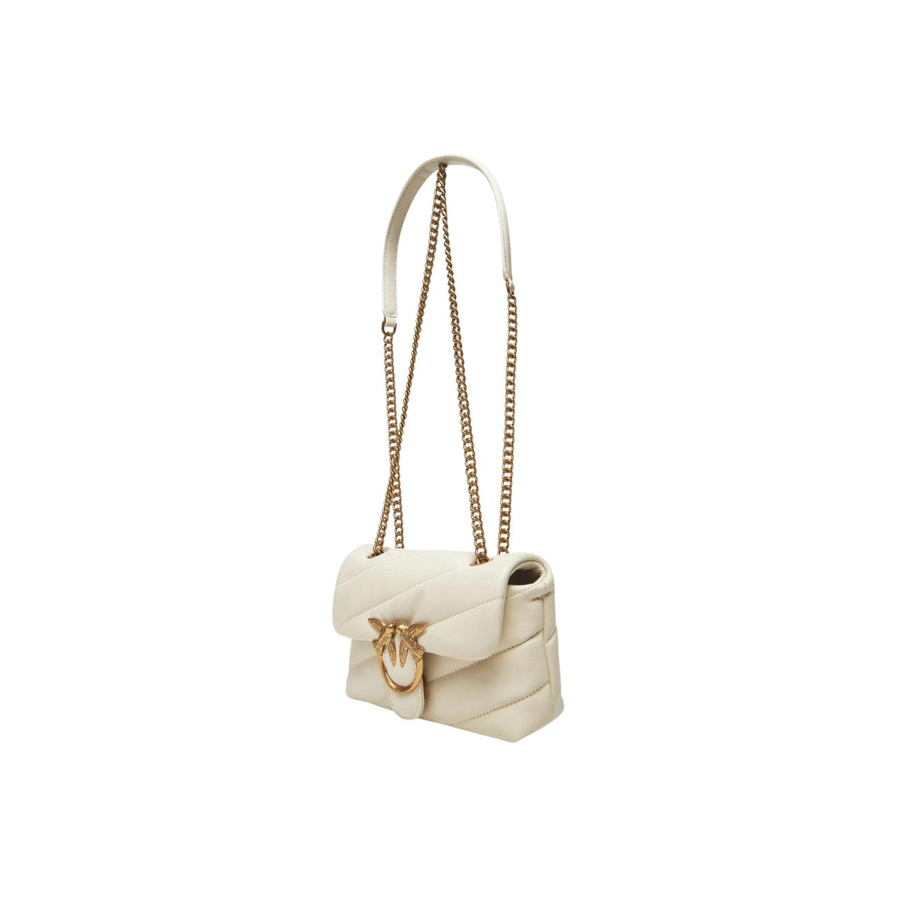 2206155 Pinko Borsa Tracolla Bianca Pelle Bottone Gancio Donna