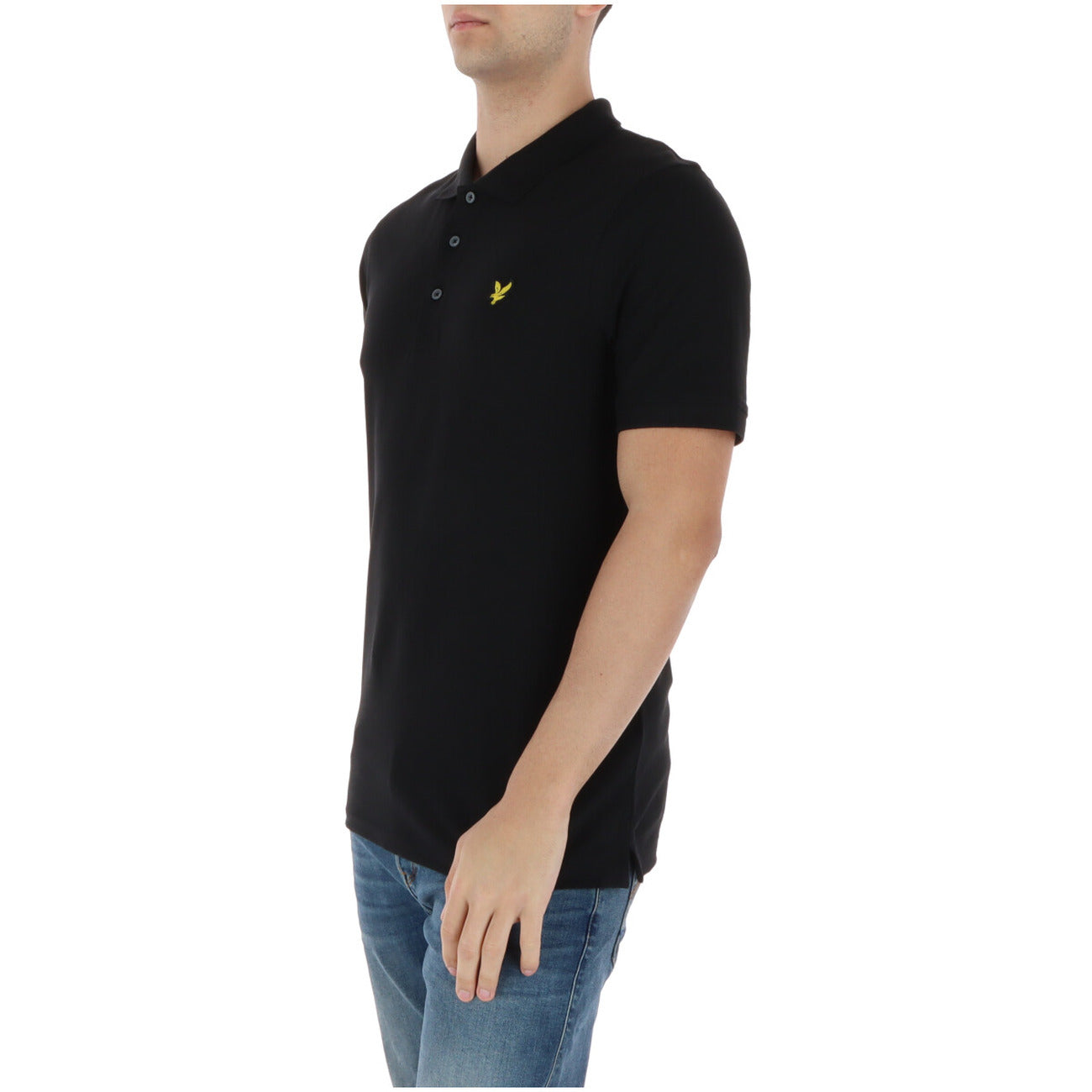 2150171 Lyle & Scott Polo Nera Cotone Elastan Colletto Polo Uomo