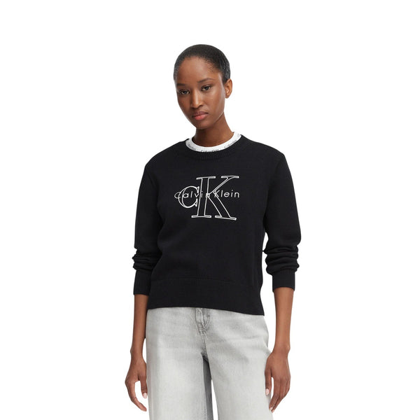 J20J219001 Embroidered Monogram Knit Sweater Maglia Donna