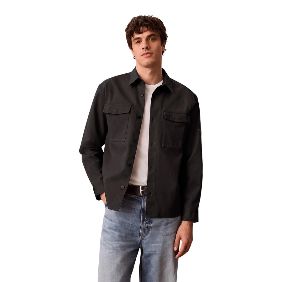 Cotton Twill Overshirt Black Camicia Uomo