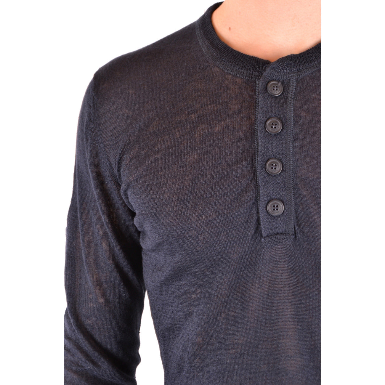 2425458 Woolrich Maglia Blu Lino Maniche Lunghe Uomo
