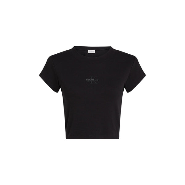 Slim Ribbed Monogram Baby Tee WH7_15754800008_BLACK T-Shirt Donna