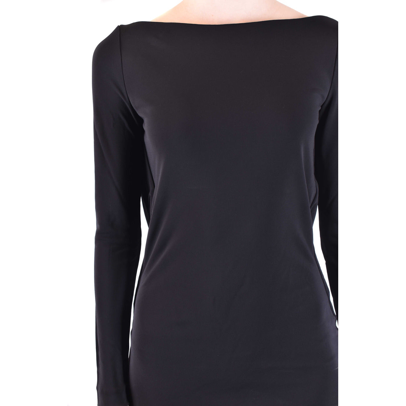 2430256 Dsquared2 Abito Nero Lungo Donna Maniche Lunghe Scollo Barca