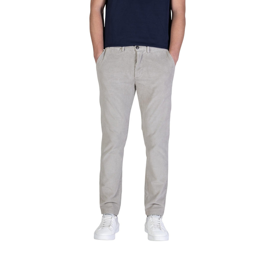 Pantaloni Chino Slim in Velluto Beige