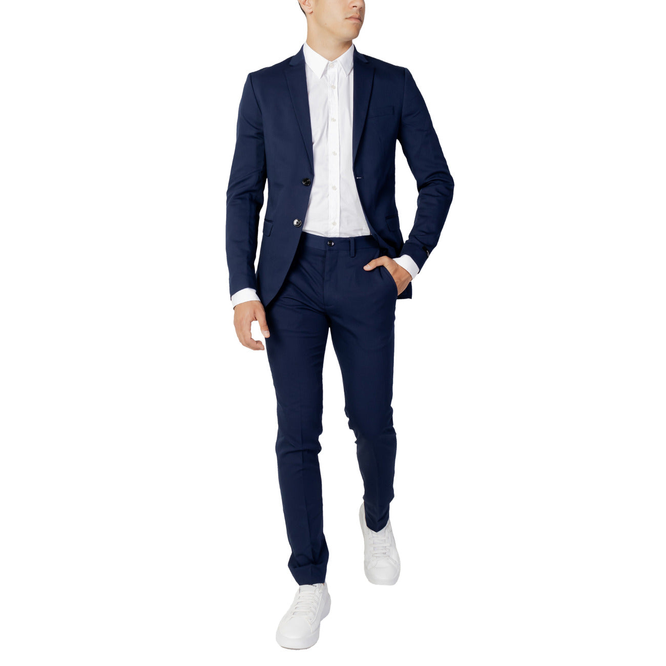 447427 Jack & Jones Abito Blu Monocromo Bavero Bottoni Uomo